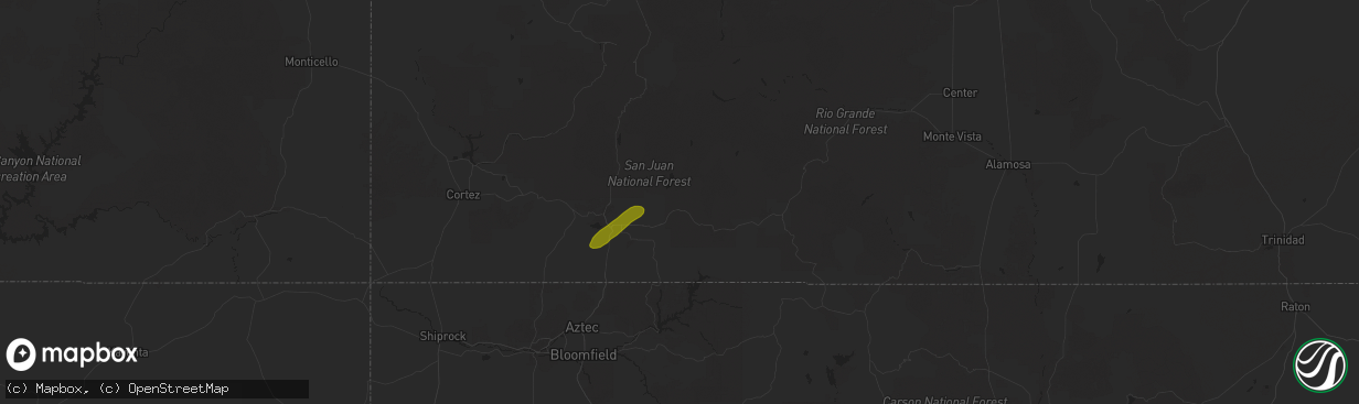 Hail map in Bayfield, CO on September 11, 2025