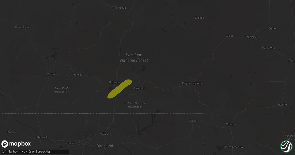 Hail map in Bayfield, CO on September 11, 2025