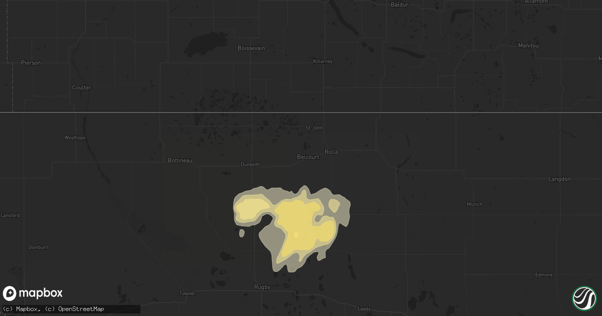 Hail map in Belcourt, ND on September 11, 2025