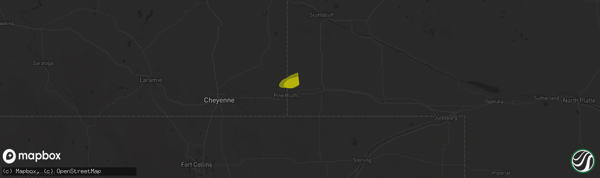 Hail map in Bushnell, NE on September 11, 2025