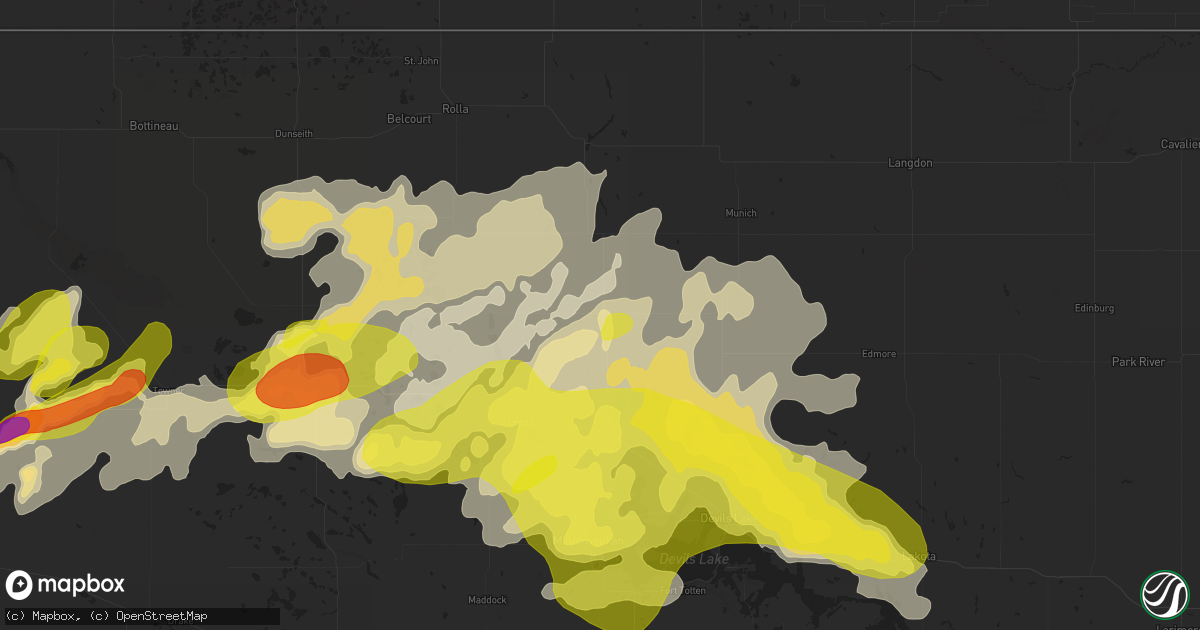 Hail map in Cando, ND on September 11, 2025