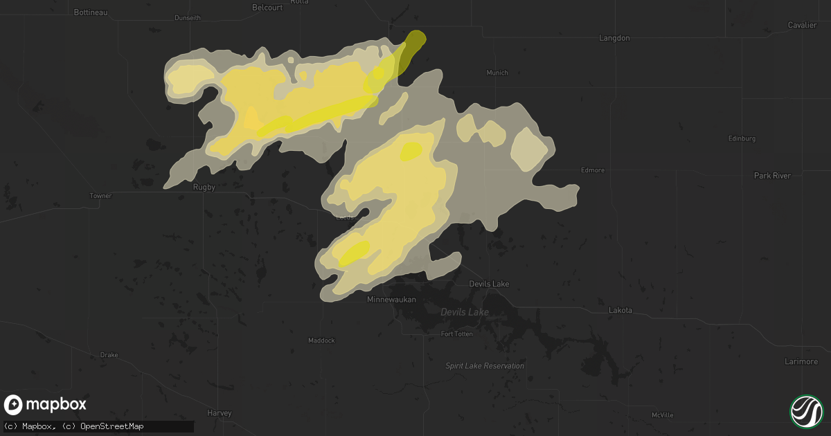 Hail map in Churchs Ferry, ND on September 11, 2025