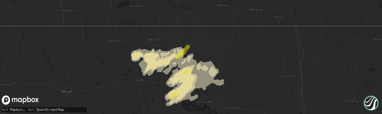 Hail map in Egeland, ND on September 11, 2025