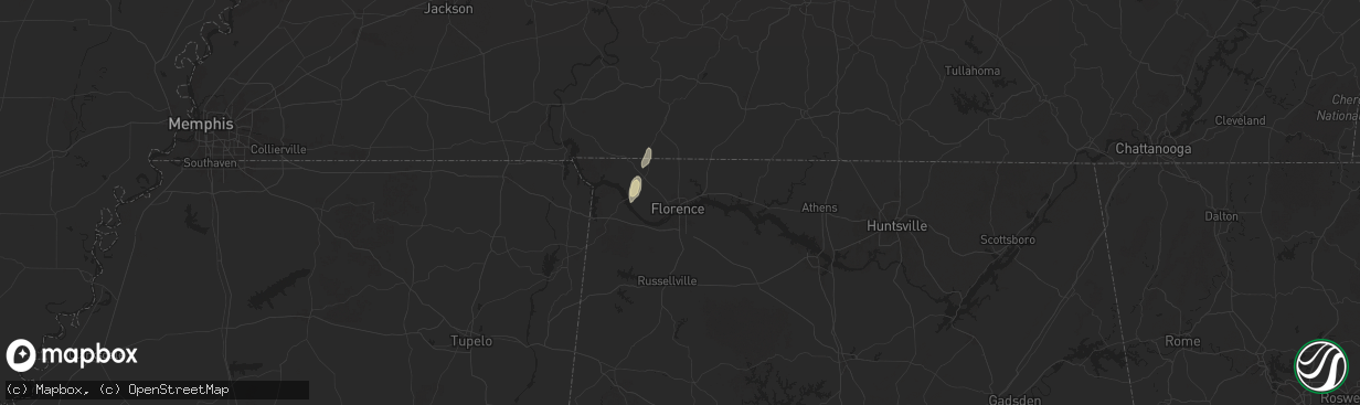 Hail map in Florence, AL on September 11, 2025