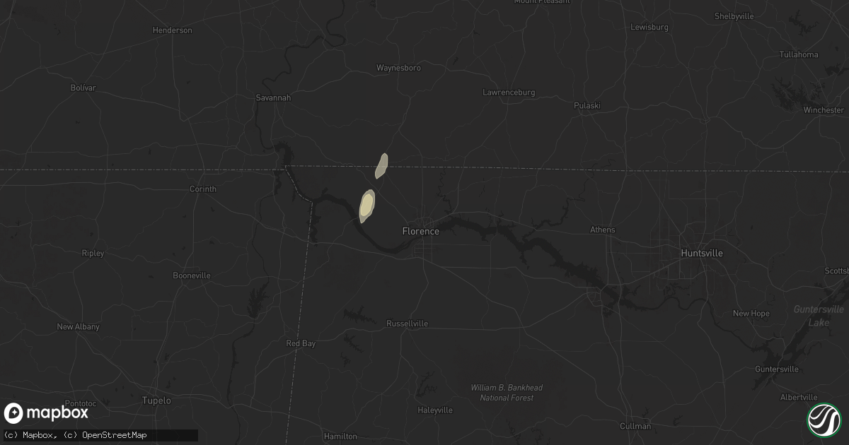 Hail map in Florence, AL on September 11, 2025