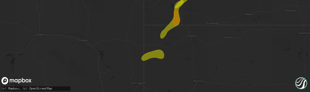 Hail map in Harrison, NE on September 11, 2025