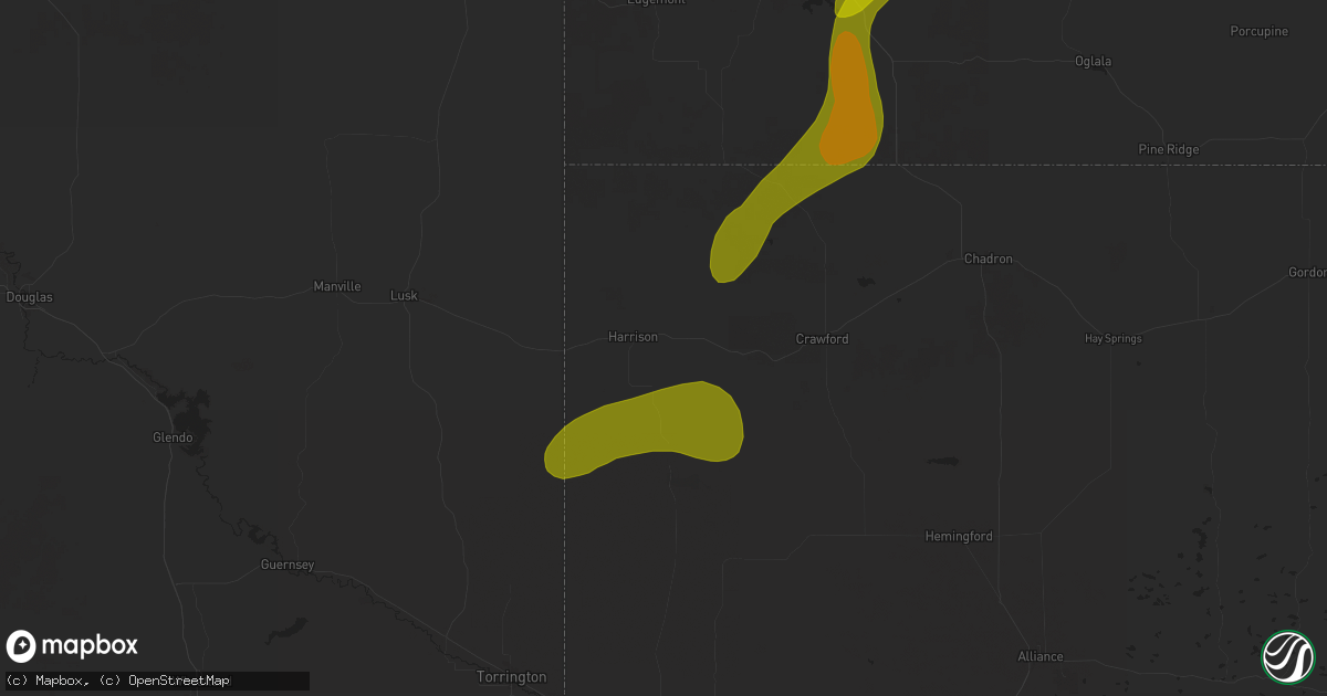 Hail map in Harrison, NE on September 11, 2025
