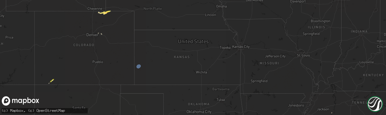 Hail map in Kansas on September 11, 2025