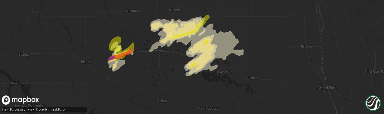 Hail map in Leeds, ND on September 11, 2025