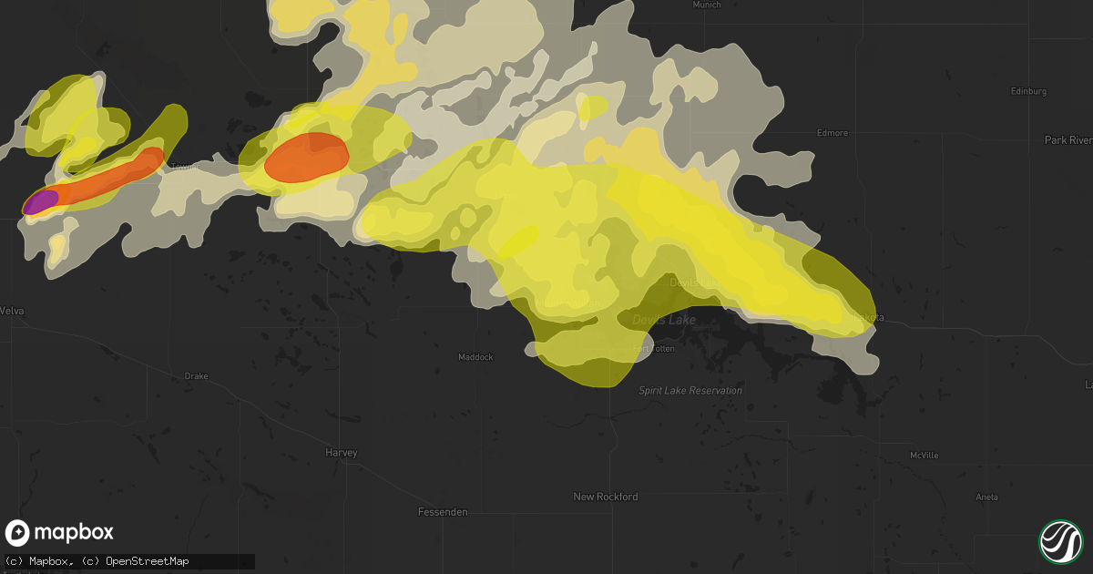 Hail map in Minnewaukan, ND on September 11, 2025