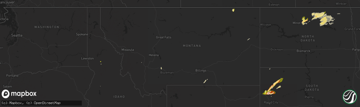 Hail map in Montana on September 11, 2025
