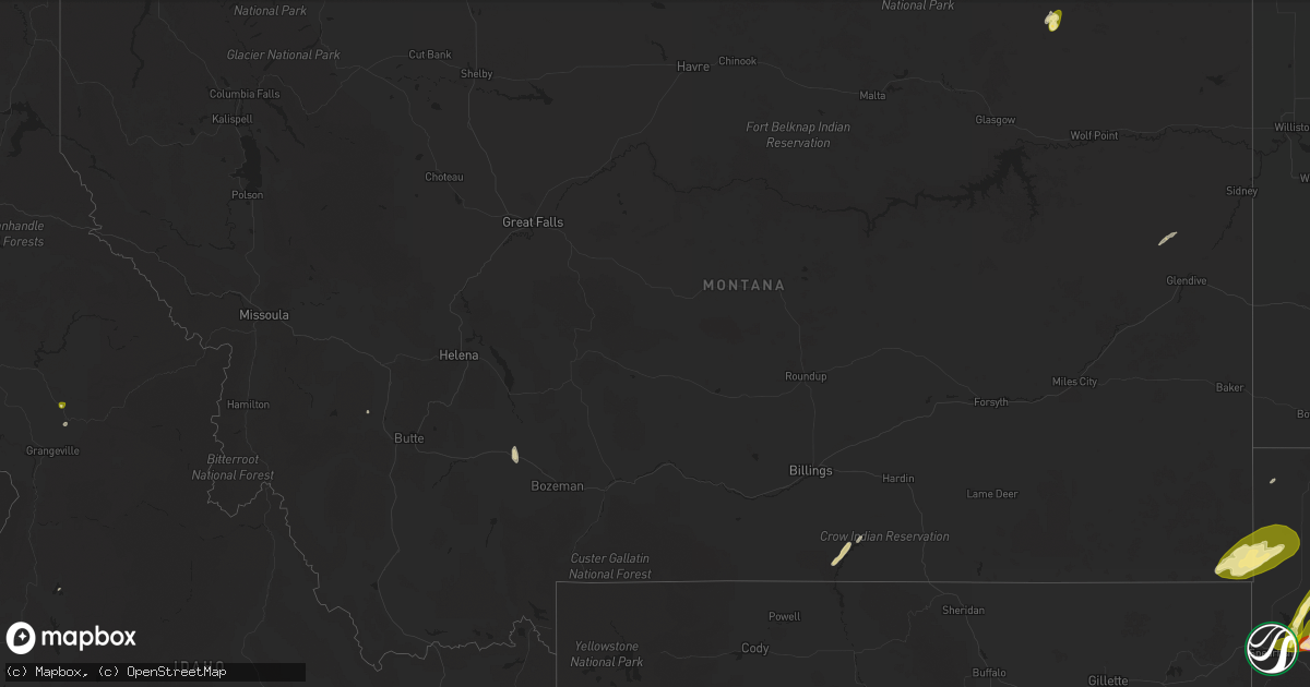 Hail map in Montana on September 11, 2025