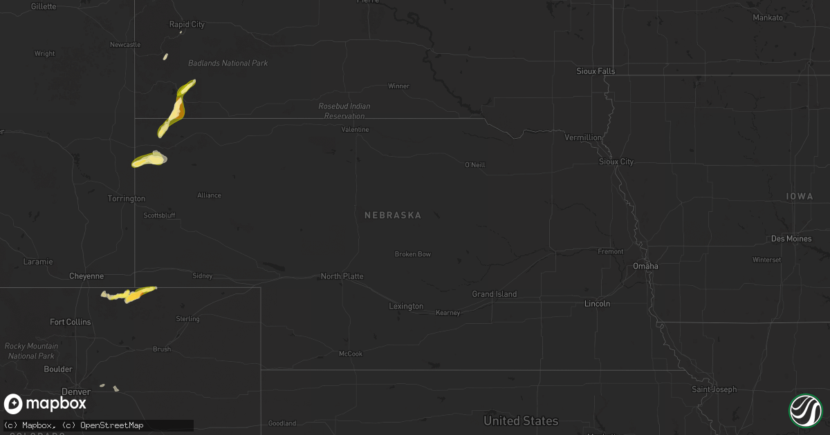 Hail map in Nebraska on September 11, 2025