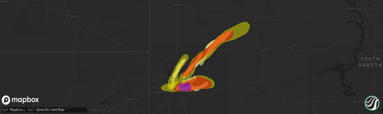 Hail map in Newell, SD on September 11, 2025