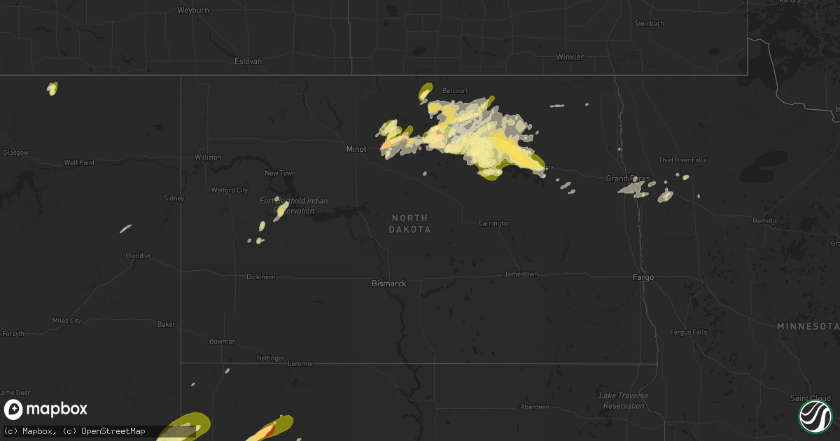 Hail map in North Dakota on September 11, 2025