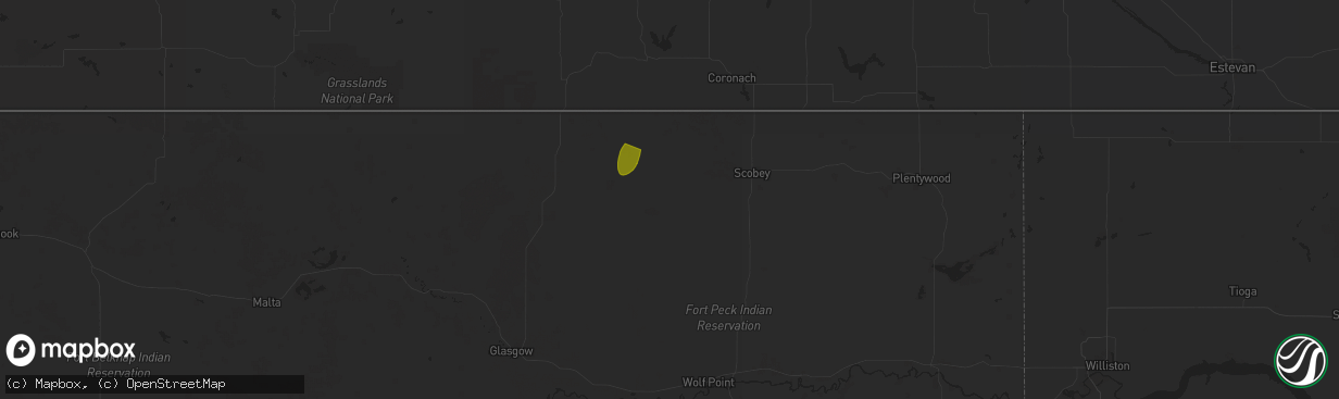 Hail map in Peerless, MT on September 11, 2025