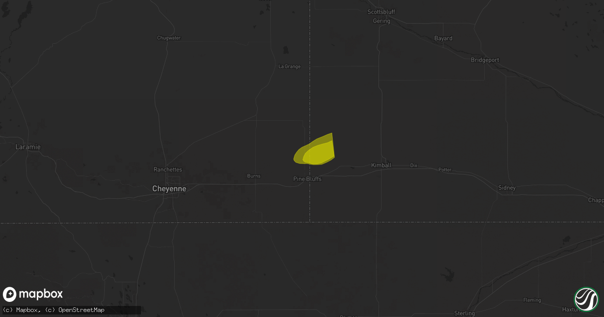 Hail map in Pine Bluffs, WY on September 11, 2025