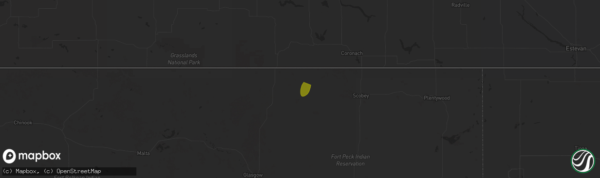 Hail map in Richland, MT on September 11, 2025