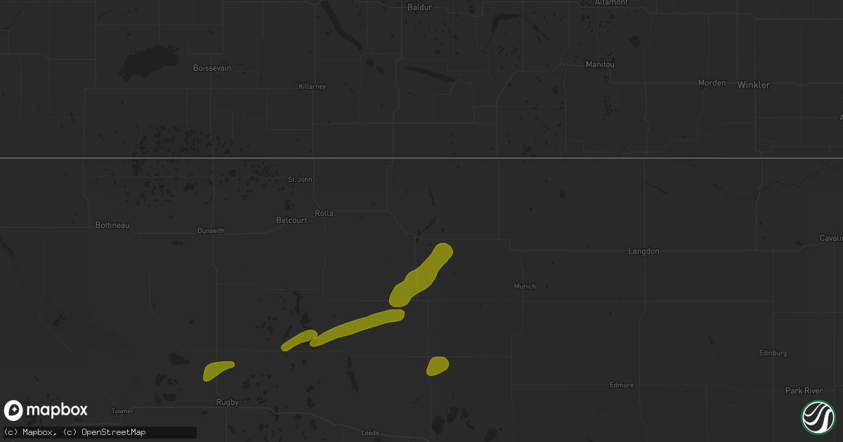 Hail map in Rocklake, ND on September 11, 2025