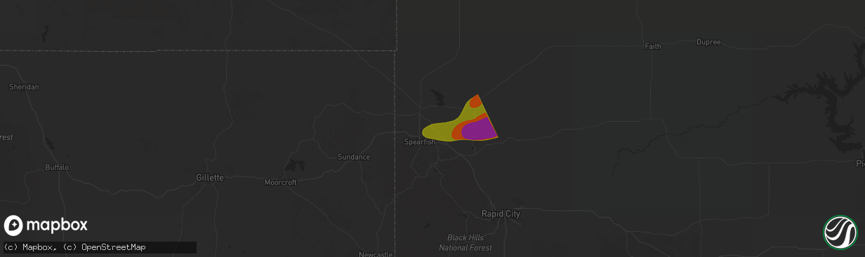 Hail map in Saint Onge, SD on September 11, 2025