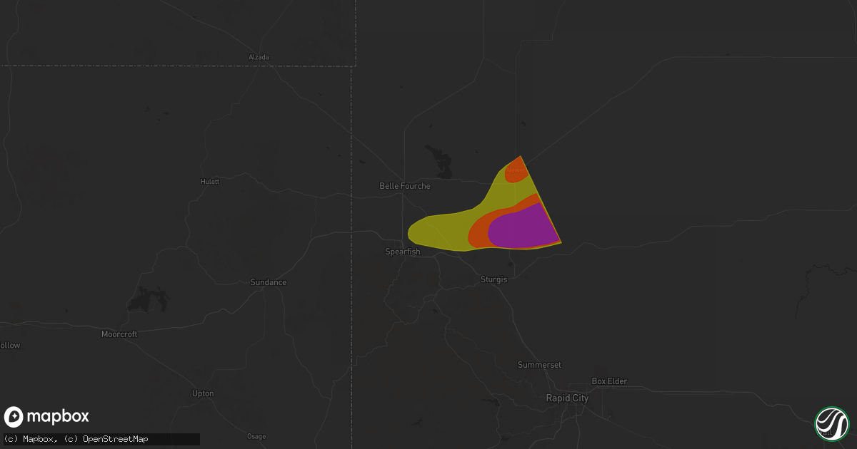 Hail map in Saint Onge, SD on September 11, 2025