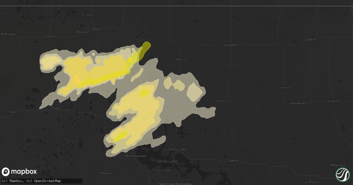 Hail map in Starkweather, ND on September 11, 2025