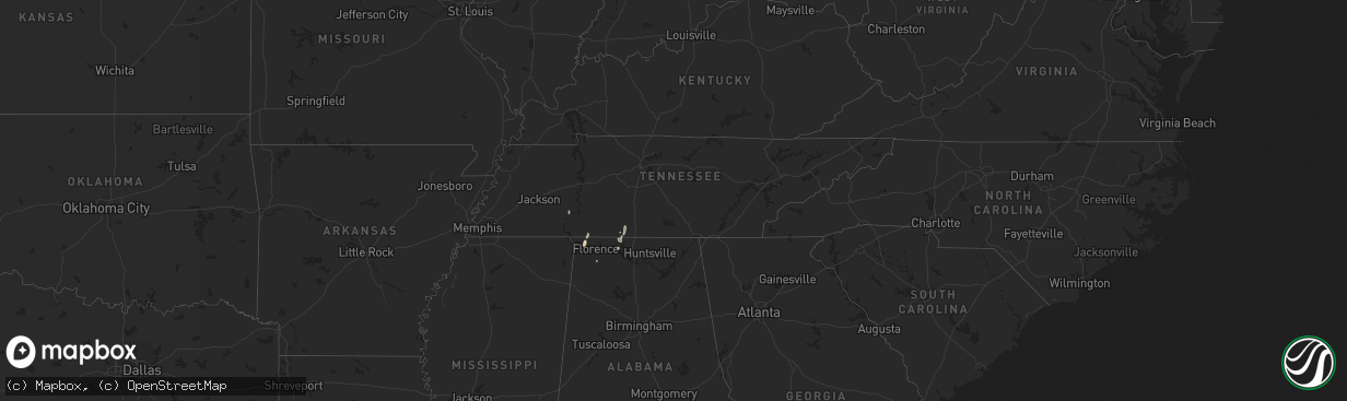 Hail map in Tennessee on September 11, 2025