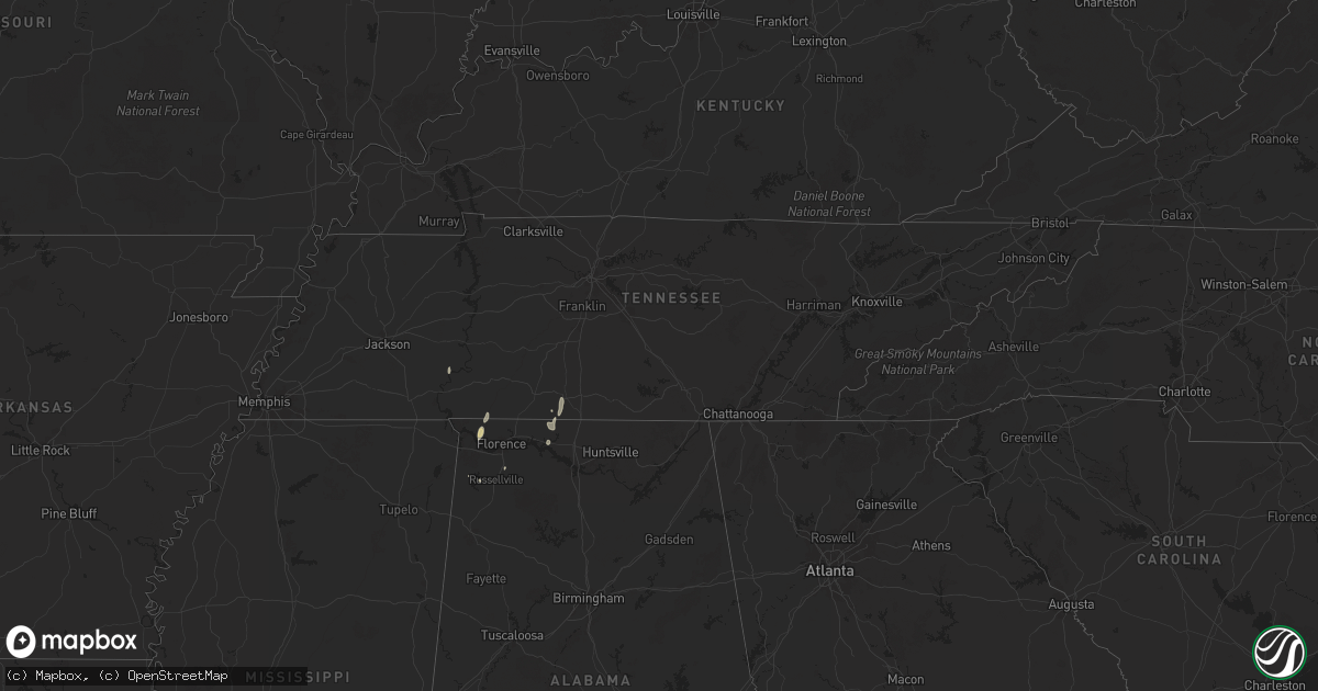 Hail map in Tennessee on September 11, 2025