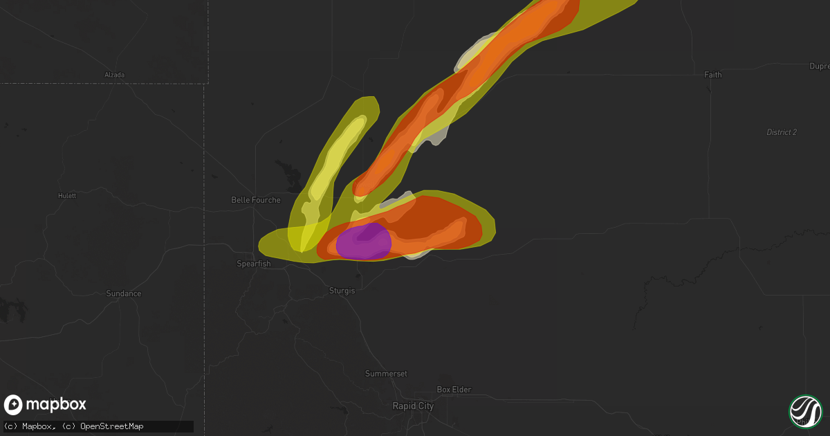 Hail map in Vale, SD on September 11, 2025