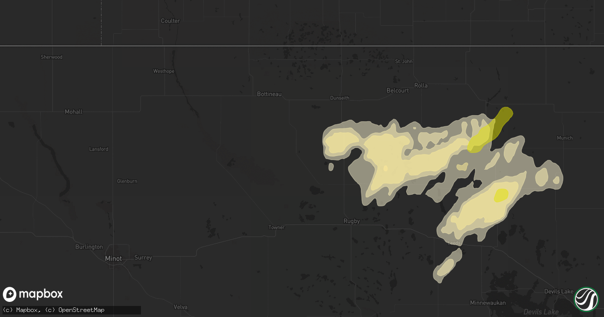 Hail map in Willow City, ND on September 11, 2025