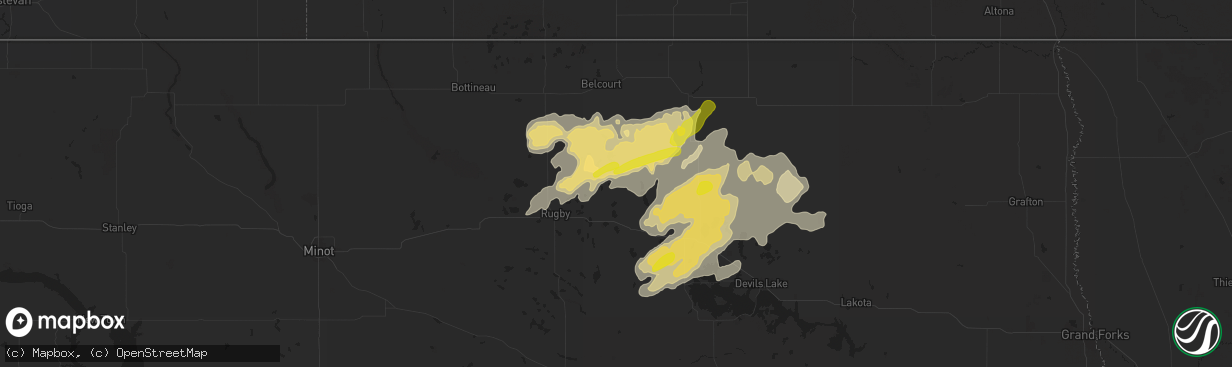 Hail map in Wolford, ND on September 11, 2025