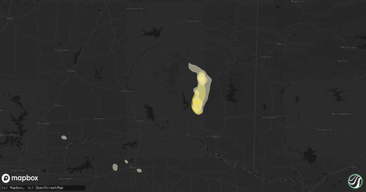 Hail map in Ringold, OK on September 11, 2026