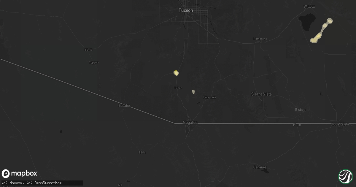 Hail map in Tumacacori, AZ on September 11, 2026