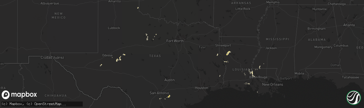 Hail map in Louisiana on September 12, 2012