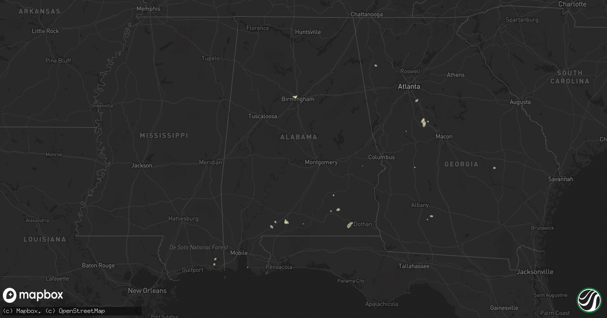 Hail map in Alabama on September 12, 2016