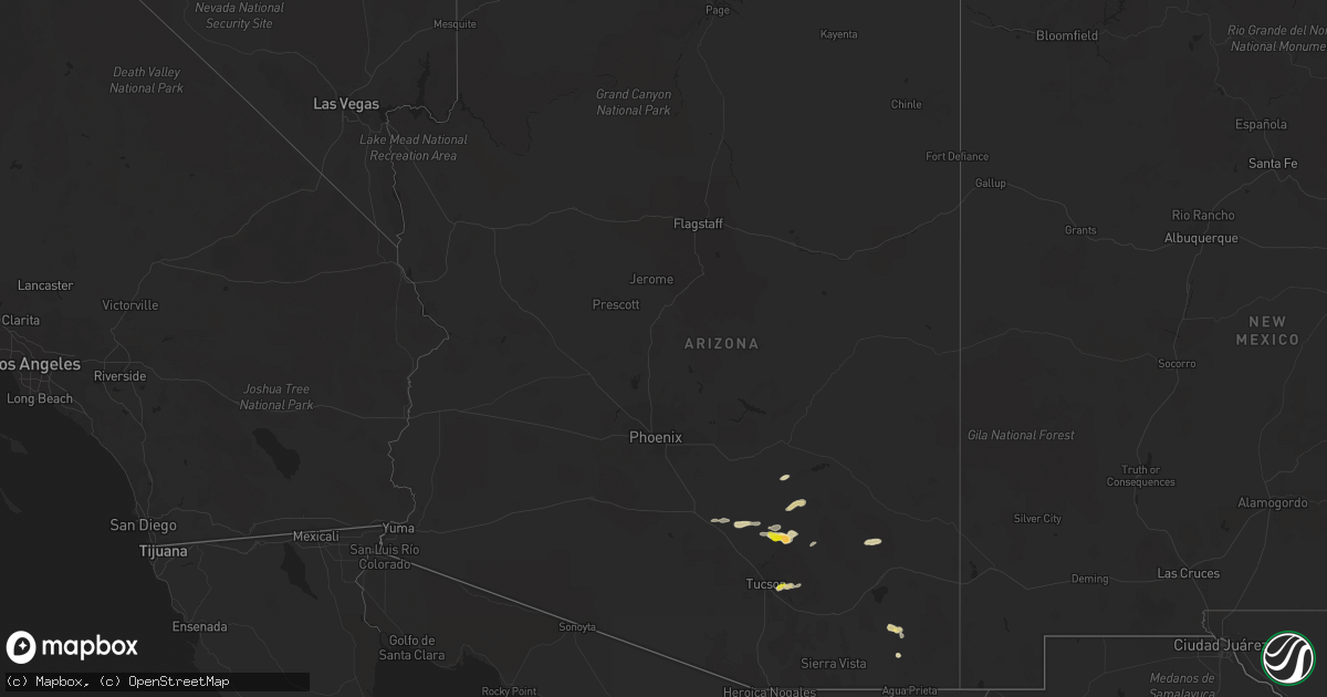 Hail map in Arizona on September 12, 2016