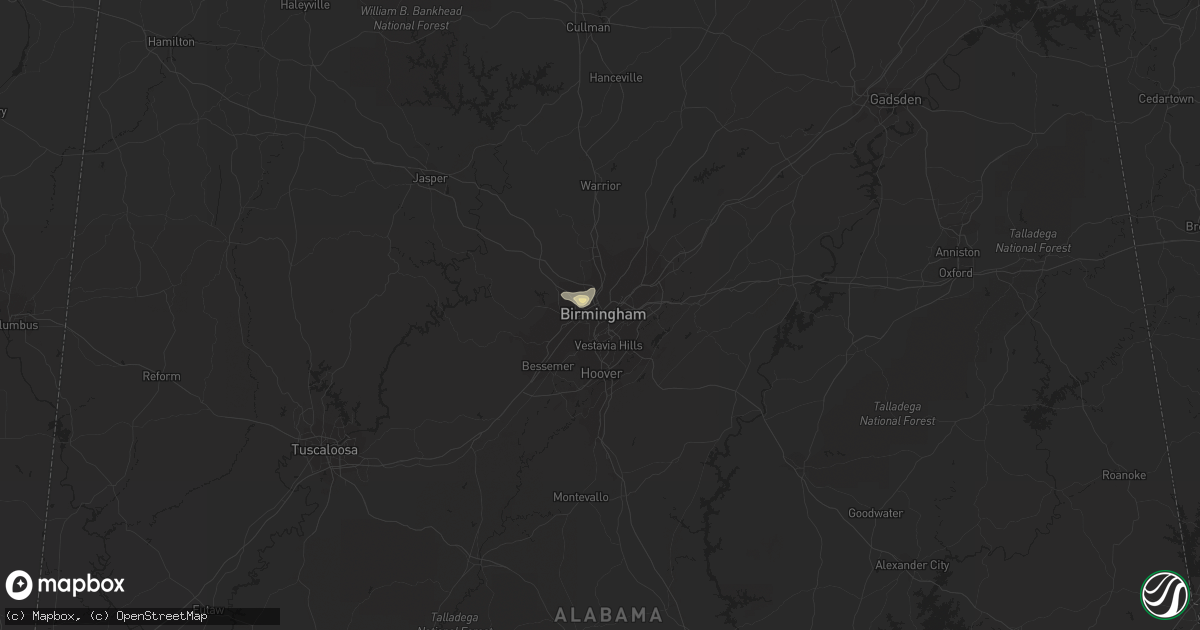 Hail map in Birmingham, AL on September 12, 2016