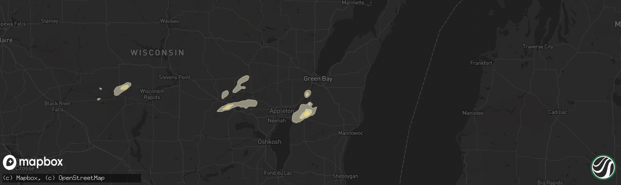 Hail map in De Pere, WI on September 12, 2016