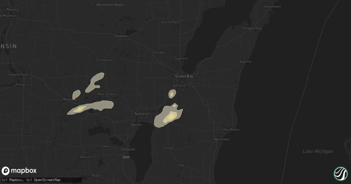 Hail map in De Pere, WI on September 12, 2016