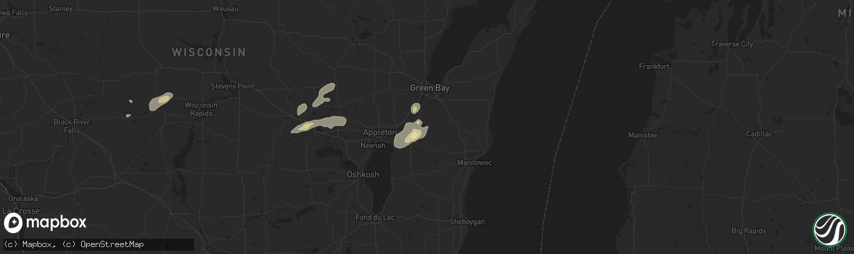 Hail map in Greenleaf, WI on September 12, 2016