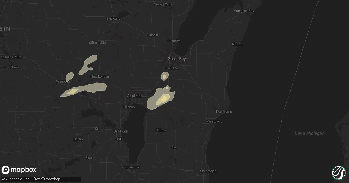 Hail map in Greenleaf, WI on September 12, 2016