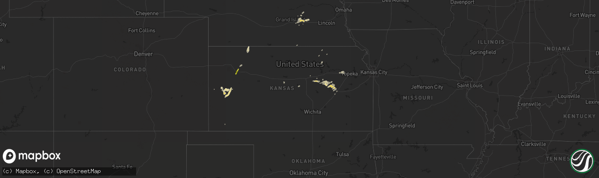 Hail map in Kansas on September 12, 2016