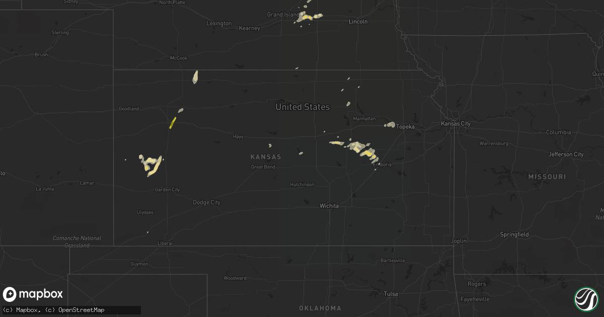 Hail map in Kansas on September 12, 2016