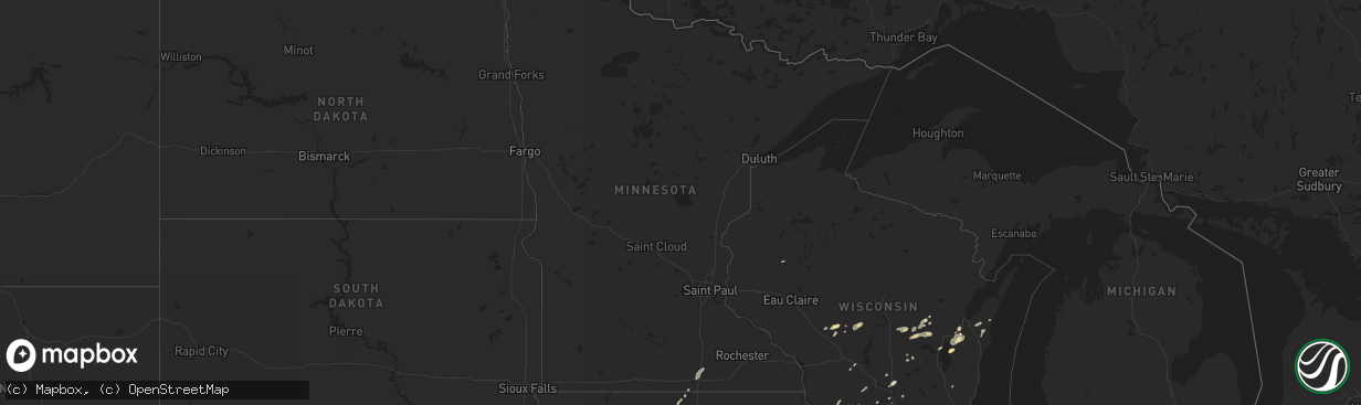 Hail map in Minnesota on September 12, 2016