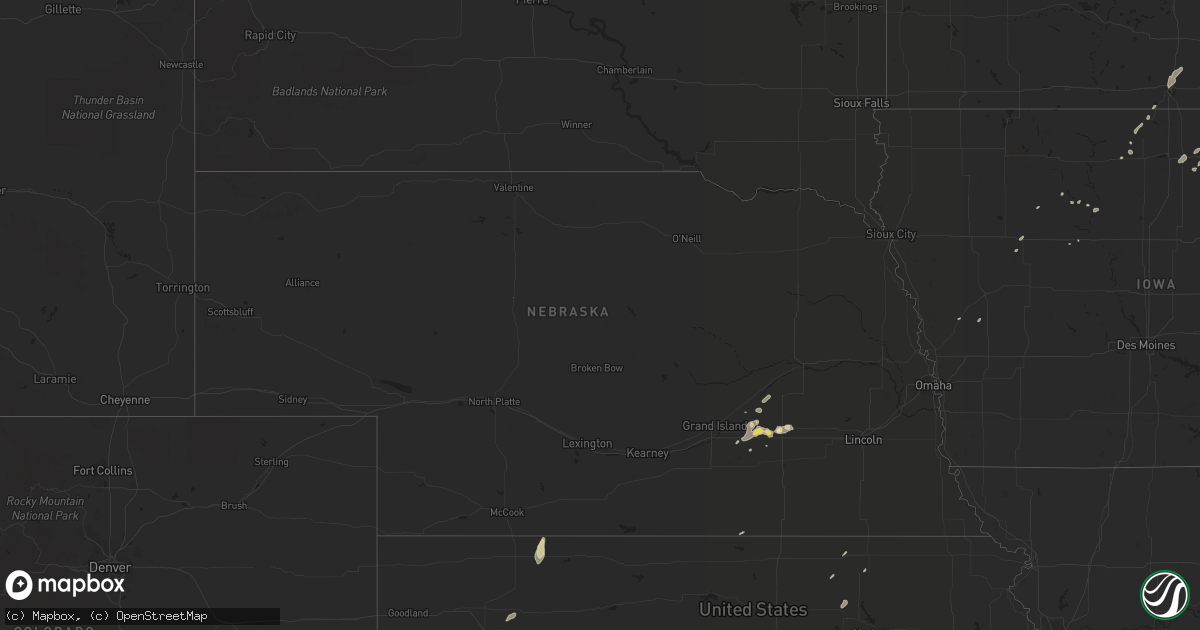 Hail map in Nebraska on September 12, 2016