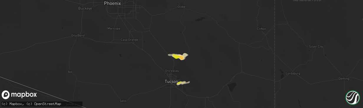 Hail map in Oracle, AZ on September 12, 2016