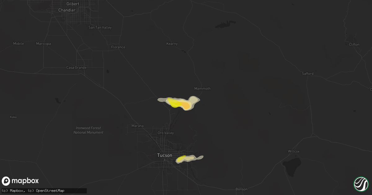 Hail map in Oracle, AZ on September 12, 2016