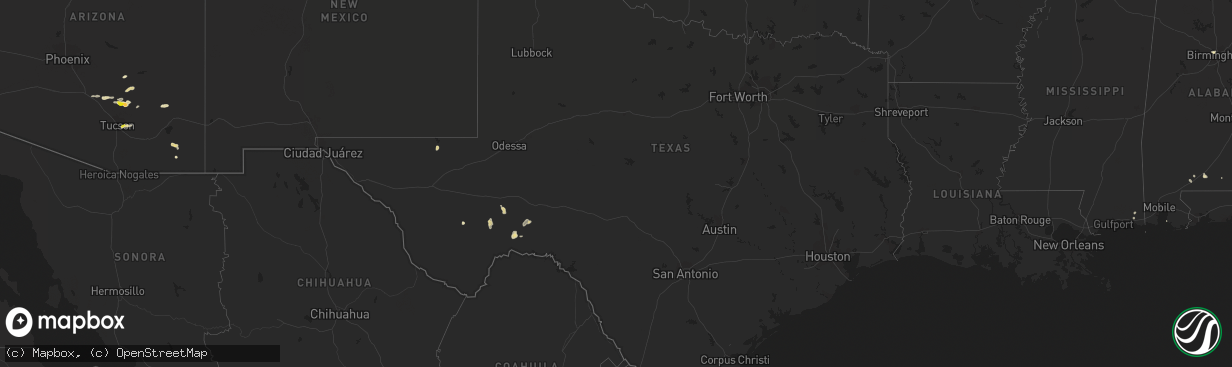 Hail map in Texas on September 12, 2016