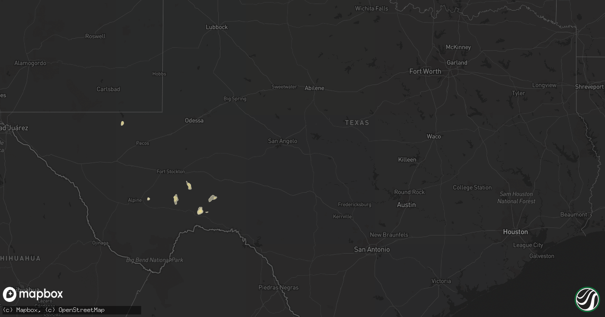 Hail map in Texas on September 12, 2016