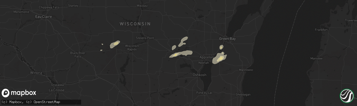 Hail map in Weyauwega, WI on September 12, 2016